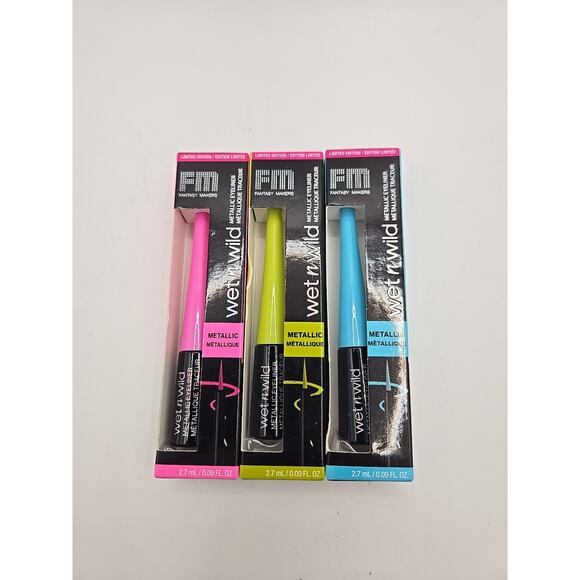Lot of 3 Wet N Wild FM MegaLiner Liquid Eyeliner Metallic Limited Edition - Picture 1 of 2